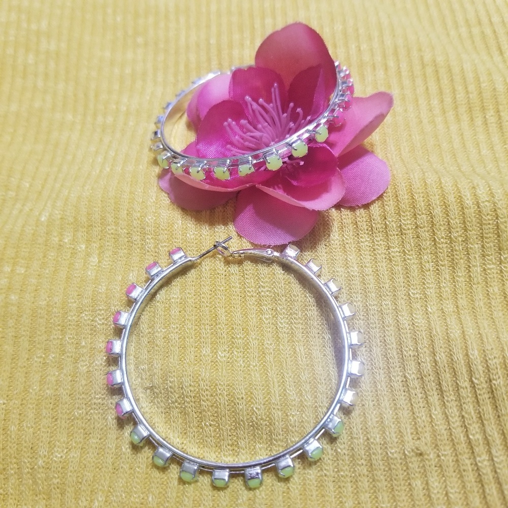 SFL Multi Color Silver Hoops - Picture 7 of 7